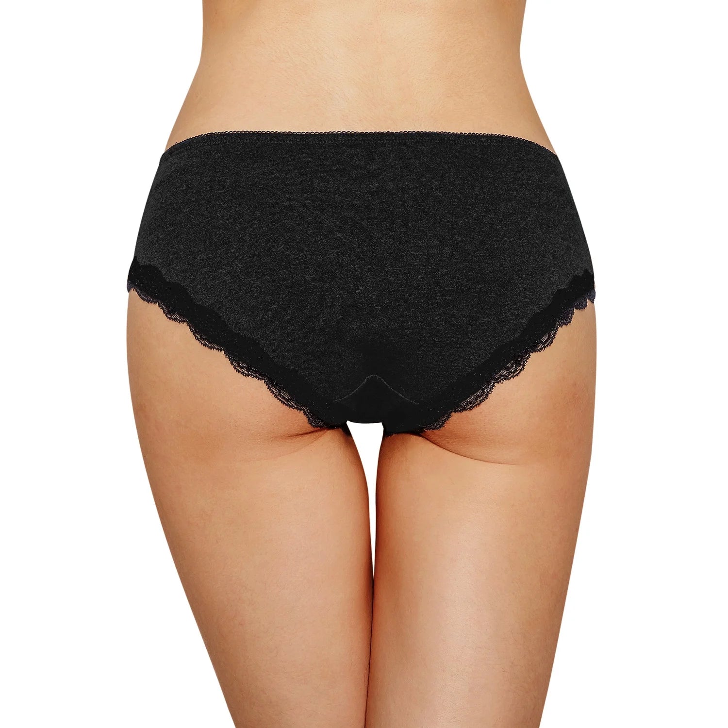 Women'S Panties Cotton Underwear Hipster Soft Stretch Mid Waist Ladies Briefs 4 Packs, Black