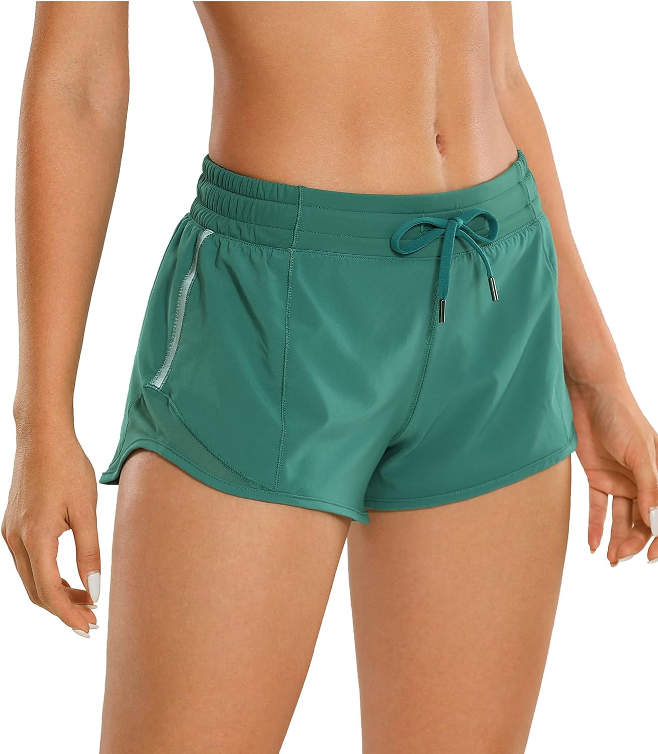 Lined Mid-Rise Feathery-Fit Shorts with Drawstring by